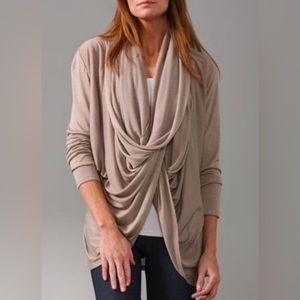 Alice and Olivia drape wrap around beige sweater